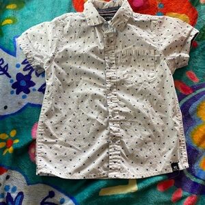 Kenneth Cole New York Blue and White Button Down Shirt with Floral Pattern